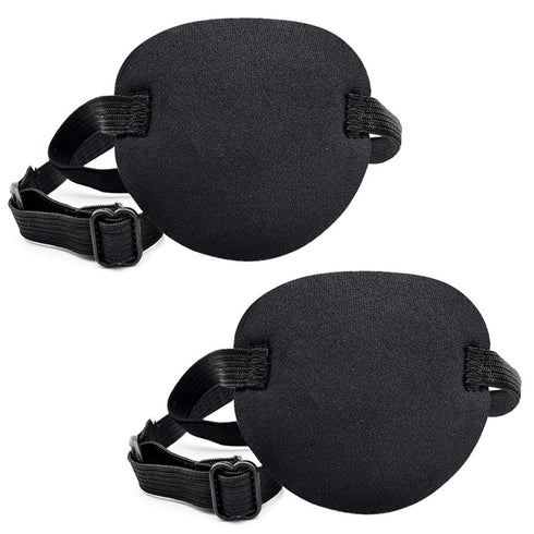 Pirate Eye Patches 2 Pack, Adjustable Amblyopia Lazy Eye Patches for Adults and Children, Black