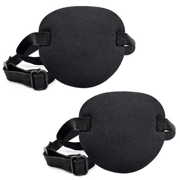 Pirate Eye Patches 2 Pack, Adjustable Amblyopia Lazy Eye Patches for Adults and Children, Black