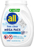 all Mega Pacs Laundry Detergent Pacs, Free Clear for Sensitive Skin, Unscented & Dye Free, 56 Count