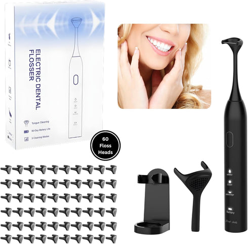 Pink Stella Electric Dental Flosser| Tongue Scrapper| Gum Massager and Stimulator for Adults and