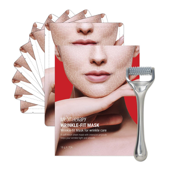 Wrinkle Fit Mesh Sheet Masks + Boosting Roller (Mask 7EA + Roller 1EA) - Collagen Mask, Quick Absorption, Anti-aging