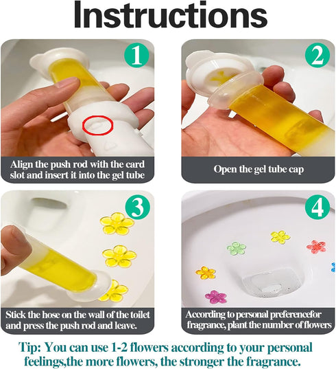 EKE Toilet Gel - Toilet Stain Removal Cleaning Air Freshener, 72 Flower Stamps, Pack of 6 Scents