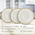 SILVER SPOONS Elegant Disposable Plates - (10 pc) Heavy Duty Salad Plates 8.25”, Fine Dining Plastic Dishes, Ivory/Gold