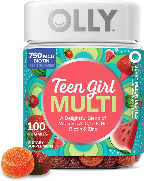 OLLY Teen Girl Multi Gummy, Healthy Skin and Immune Support,* Essential Vitamins,
