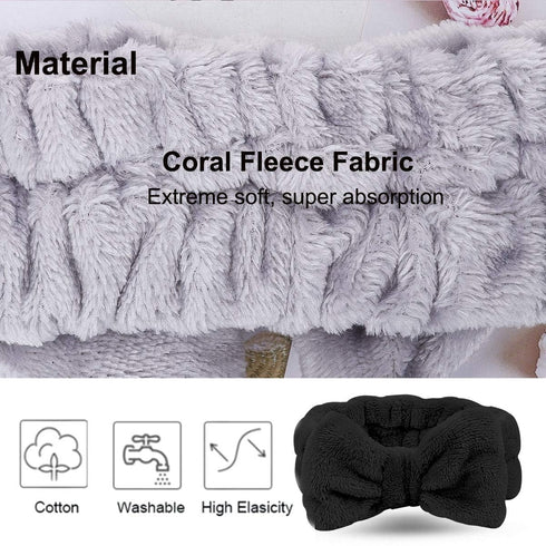 LADES Terry Cloth Facial Headband for Face Washing, Skin Care, Makeup, Bow Spa Hair Headband