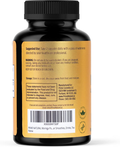 Immune 60 Count Moringa Powder Capsules - Pure Moringa Powder, Energy, Skin, & Gut Health Superfood, Rich