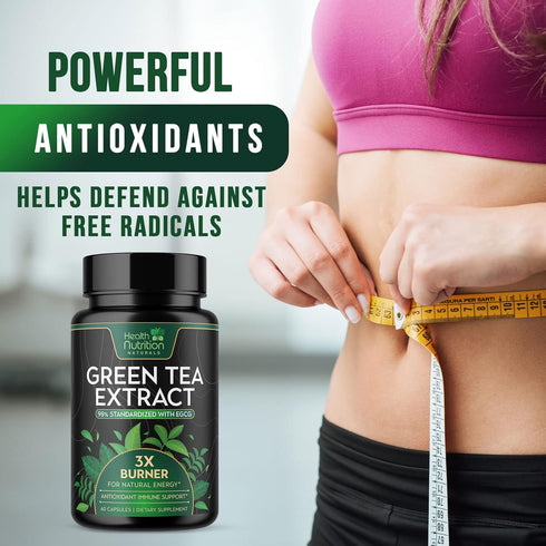 Green Tea Extract Pills - 98% Standardized EGCG 1300mg for Energy, Heart & Antioxidant Health - 60 Capsules