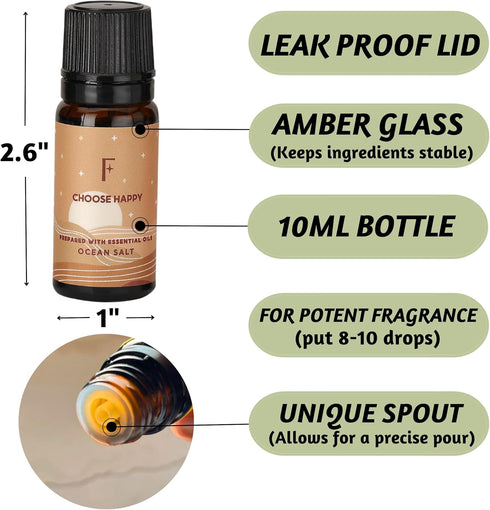 Folkulture Fragrance Oils for Diffuser - Set of 6 Essential Oils for Home - Gift Box