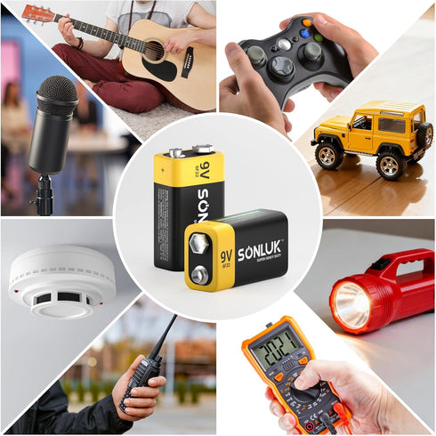 SONLUK 9V 10 Pack 6F22 9 Batteries Carbon Zinc Square Volt Battery for Smoke/CO Detector, Ultra Long Lasting