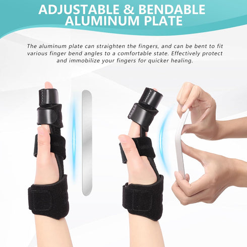 2 Finger Splint Adjustable Trigger Finger Support, Full Hand and Wrist Brace for Sprains, Arthritis (L/XL)