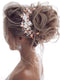 Unicra Rose Gold Flower Bride Wedding Hair Vine Pearl Bridal Hair Piece Leaf Accessories Rhinestone Headband