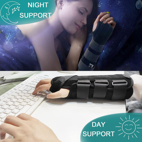 TANDCF Unisex Double Fixation Wrist Brace, Adjustable Night Time Forearm Splint for Carpal Tunnel, 12.2 inch (LH/L)