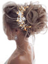 Unicra Gold Flower Bride Wedding Hair Vine - Pearl Bridal Hair Piece Leaf Hair Accessories Rhinestone Headband