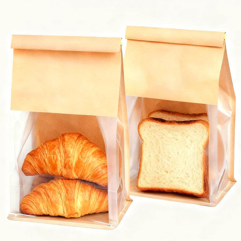TOSPARTY 50 PCS Bread Bags, 5.1 x 3.9 x 11 Inch Brown Kraft
