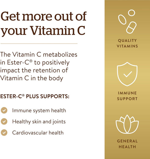 Solgar Ester-C 1000mg Vitamin C Tablets, 180 Vegan Tablets, Antioxidant Support