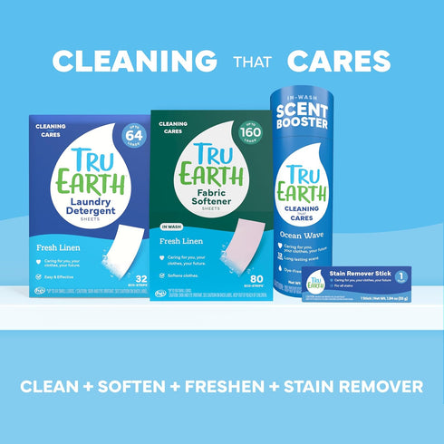 Tru Earth Eco-friendly Biodegradable Zero Waste Laundry Detergent Sheets for Sensitive Skin, 32 Count (Up to 64 Loads)