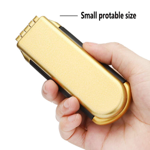 Yusong Hair Brush Set, 2 packs Mini Travel Folding Hairbrush with Mirror for Women Girls, Gold & Silver