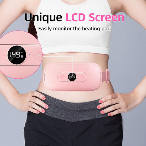 Portable Electric Heating Pad for Period Cramps, 30 to 60 Minutes Timer, 6 Heat Levels, Menstrual Heating Pad Pink