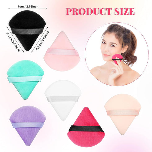 Patelai 15 Pcs Triangle Powder Puff, Ultra Soft Pure Cotton Makeup Puffs, Washable Face Velour for Cosmetic Foundation