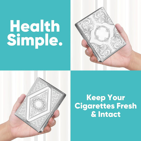 HiKeep (2 Pack), 20 100's Cigarette Case Cigarette Holder Case, Smoking Accessories, Vintage Metal Capacity