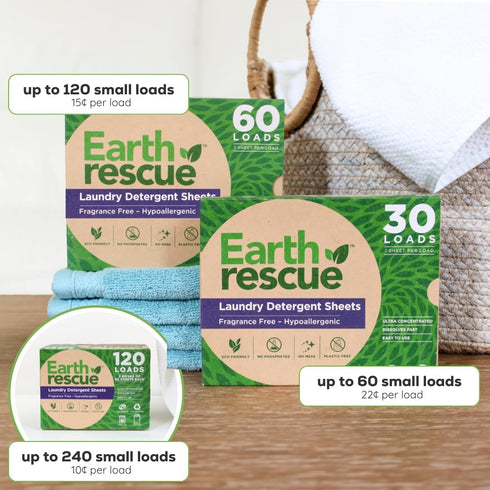 Laundry Detergent Sheets - 30 Sheets (Up to 60 Loads) | Unscented, Hypoallergenic, Concentrated, Eco-Friendly,