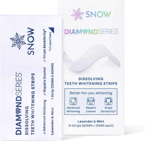 SNOW Diamond Teeth Whitening Strips, Gentle & Enamel Safe for At-Home Dental Hygiene, 14 Ct