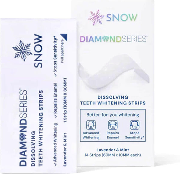SNOW Diamond Teeth Whitening Strips, Gentle & Enamel Safe for At-Home Dental Hygiene, 14 Ct