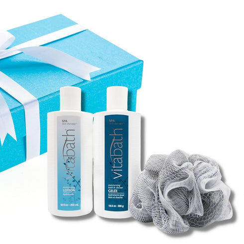 Vitabath Spa Skin Therapy Everyday Skincare Set - Moisturizing Shower Gel, Reviving Lotion & Exfoliating Scrubber