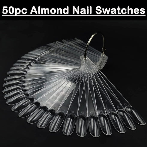 LoveOurHome 150pc Clear Nail Swatch Sticks, Long Stiletto Coffin Almond Nails Polish Sample Tester Stick with Ring for