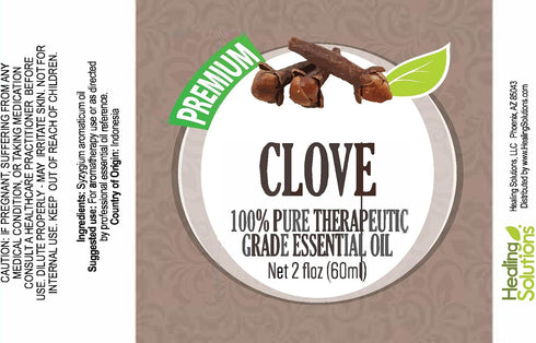 Healing Solutions Clove Essential Oil, 60ml - 2 Fluid Ounces