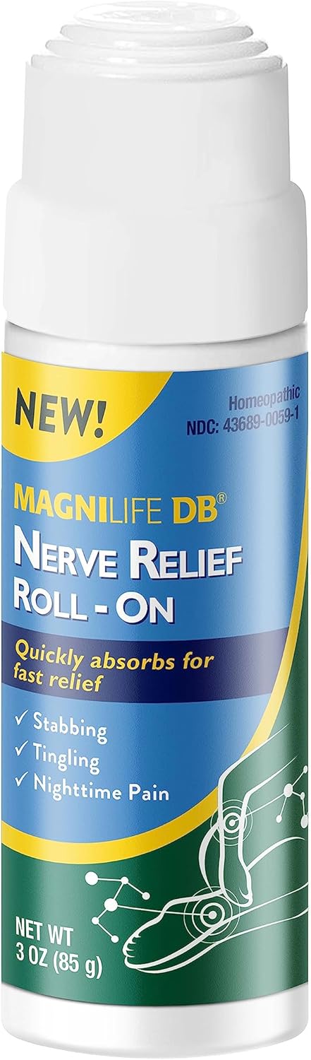 Magnilife Nerve Relief Roll On, Maximum Strength Topical Pain Reliever for Feet, Legs, Hands & Arms, 3 Oz, Easy