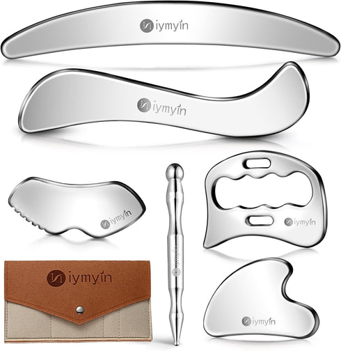 Niymyin 6-in-1 Stainless Steel Muscle & Fascia Scraper Tool Set, for Body Skin