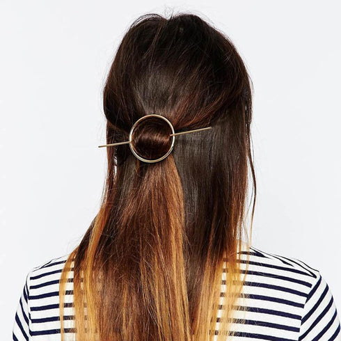 Round-Shaped Hair Pins for Women, 1Pcs Gold Metal Geometric Hairpin for Chignon Hairstyles