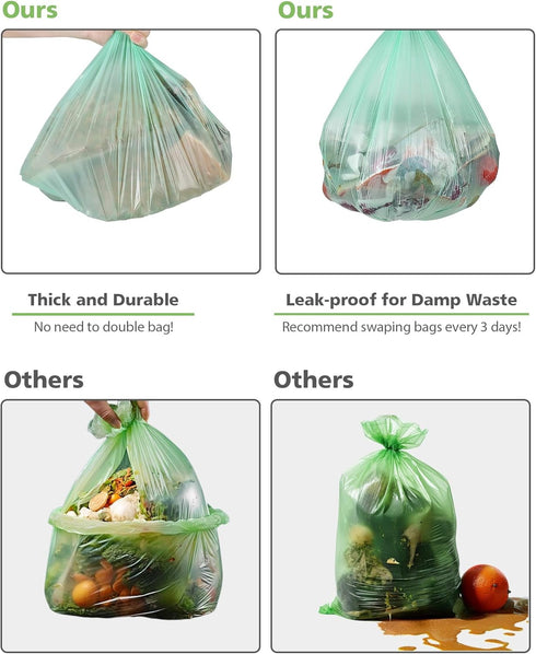 AYOTEE Small 1.2 Gallon Trash Bags, 74 Count, Compostable Garbage Bags for Home Office Kitchen, Green