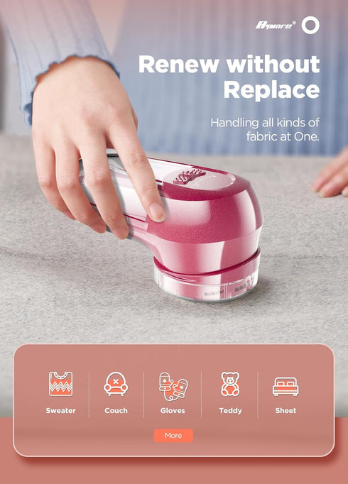 Fabric Shaver, Lint Remover, Bymore Defuzzer Sweater Shaver for Clothes and Furniture, AC Adapter or Battery Operated