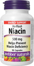Webber Naturals No Flush Niacin Vitamin B3 Capsule, 500mg, 90 Count