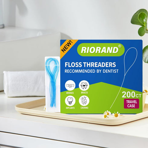 RioRand Floss Threaders, 200 Count, Essential Tool for Oral Health with Braces, Bridges, and Implants