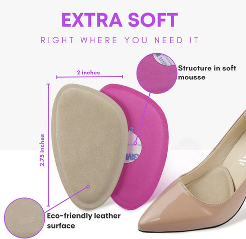 Premium Memory Foam Metatarsal Pads for Women, Adhesive Ball of Foot Cushions for Pain Relief in High Heels