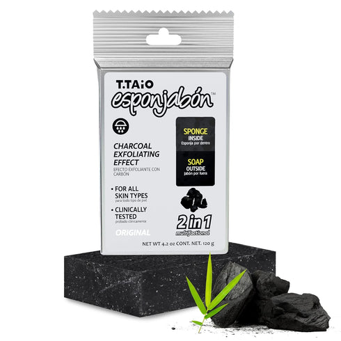 T.Taio Esponjabon Soap Sponge, Cleansing Shower Scrubber for Oil Removal, Massage & Lather for Foot, Elbow, & Face