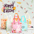 PARSUP 12PCS Happy Easter Bunny Carrot Chick Egg Hunt Gift Bags with Handles, 8.3×7.9×5.9inch, Easter Party Supplies