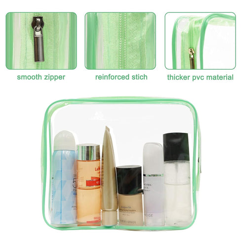APREUTY Clear Makeup Bags, TSA Approved 6 Pcs Set of Clear PVC Cosmetic Bags with Zipper Handle for Travel