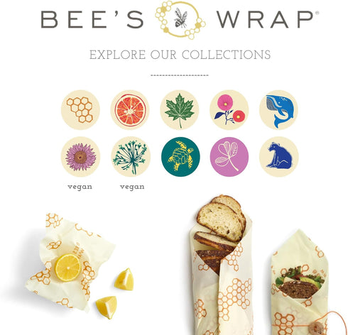 Bee's Wrap Beeswax Wraps for Food - Honeycomb Cut to Size 14x52" Wax Paper Roll, Organic & Eco-Friendly Alternative