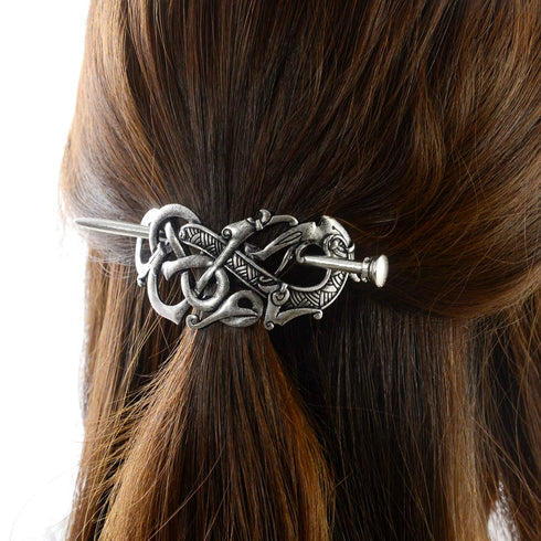 Viking Celtic Hair Slide Hairpins, Antique Silver Hair Accessories, Celtic Knot Hair Barrettes for Long Hair Jewelry