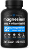 NutraChamps Magnesium Zinc & Vitamin D3 Supplement, 120 Vegan Capsules for Bone, Muscle & Heart Health, Immune Support