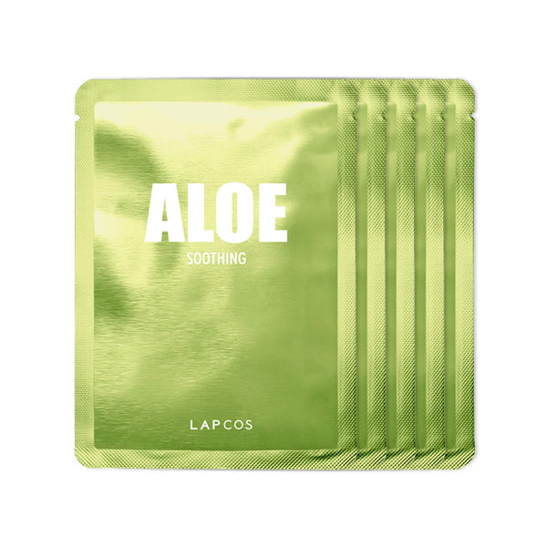 LAPCOS Aloe Sheet Mask, Daily Face Mask with Cucumber and Aloe Gel, 5-Pack, Korean Beauty Favorite