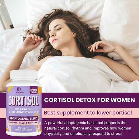 Uniisyunm 16 1 90 Cortisol Supplements for Women, IN Cortisol Detox for Women, with Magnesium, Ashwagandha, L-Theanine