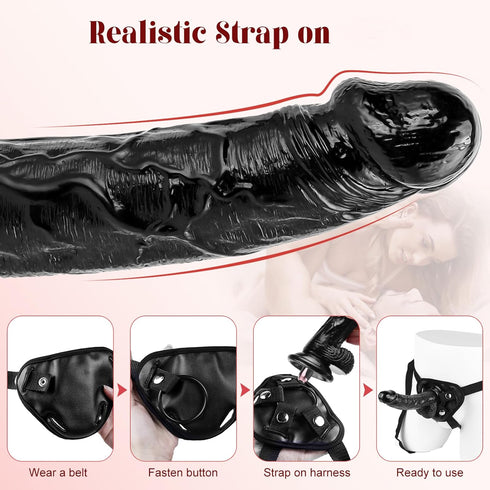 Strap-on Realistic Vibrating Dildo Wearable Harness with Bullet Vibrator, Detachable Silicone G Spot Stimulator, Vagina