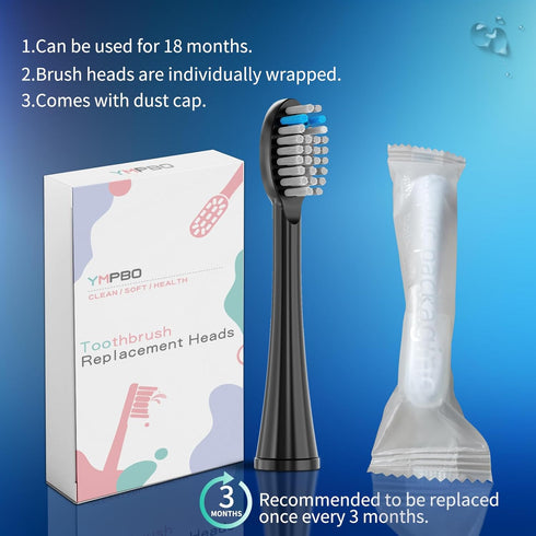 Toothbrush Replacement Heads, 6 Pcs Compatible with Waterpik Sonic Fusion SF01 SF02 / Sonic Fusion 2.0 SF03 SF04, Black