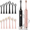 Black & Pink Electric Toothbrush for Adults, 2 Pack, USB Rechargeable Sonic Toothbrush with 12 Brush Heads