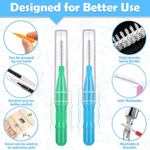 120Pcs Interdental Brushes, 360° Bendable Soft Bristles for Braces, Dental Floss Picks for Oral Teeth Cleaning